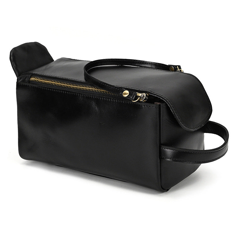 Crazy Horse Skin Wash Bag Leather Large Capacity Handbag