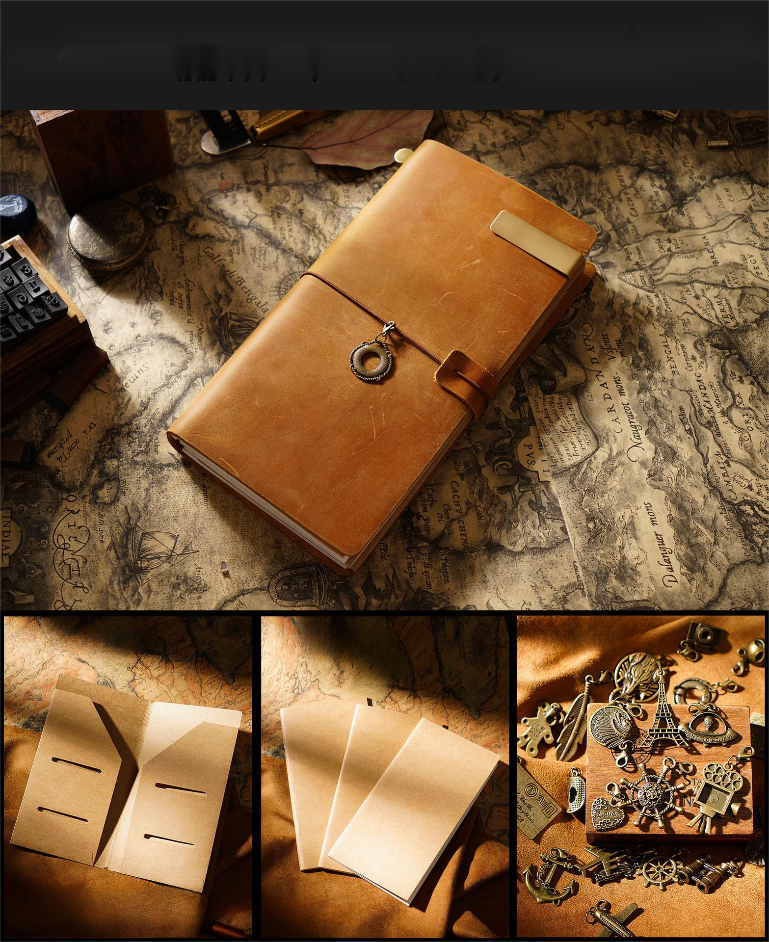 Travel Notebook Cowhide Leather Diary Vintage