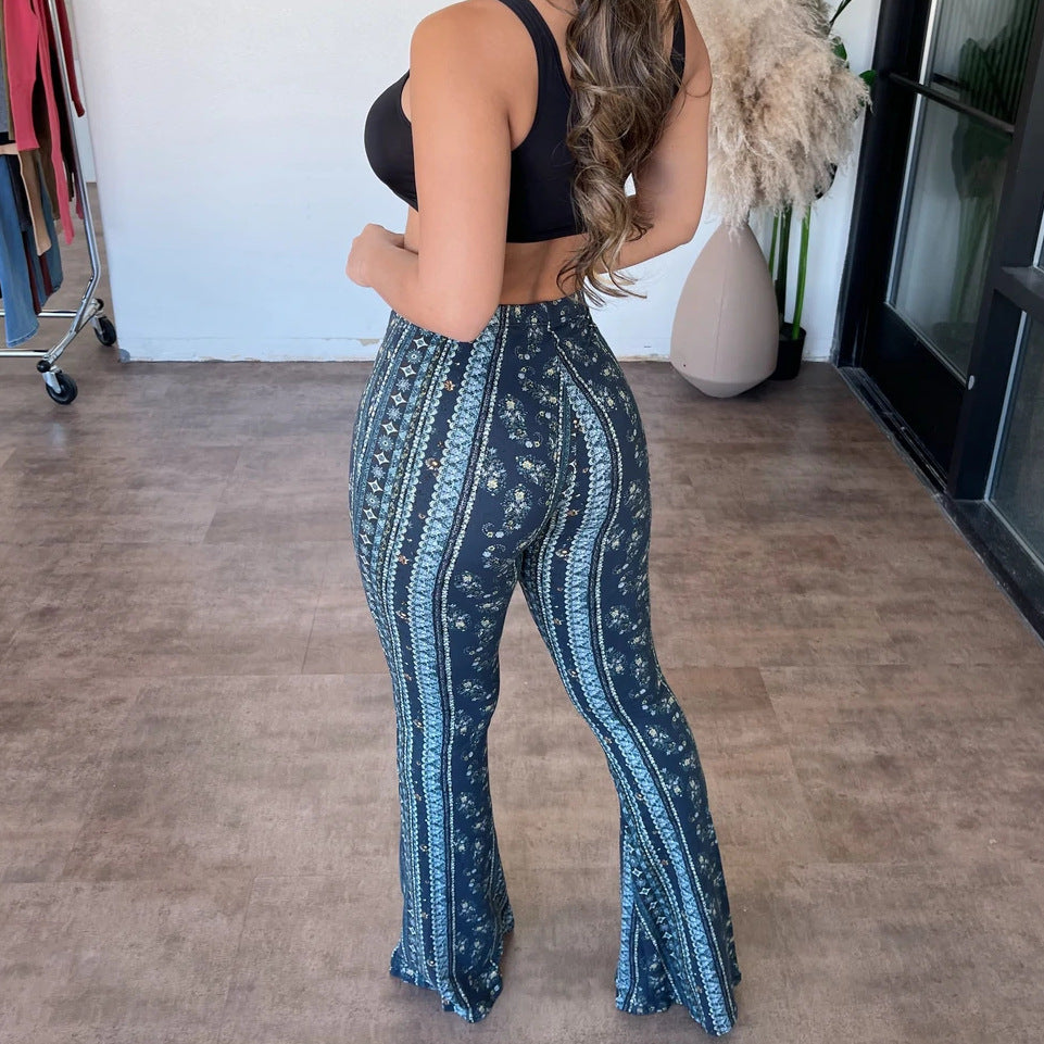 High Elastic Tight Pants Slim Sexy Print Womens Clothing