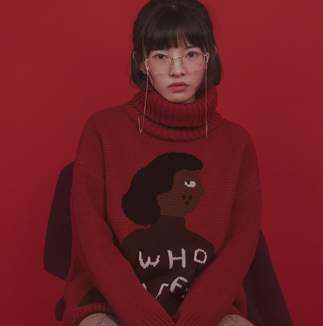 With a viscount original product odd/winter clothing maker black turtleneck female couples tide