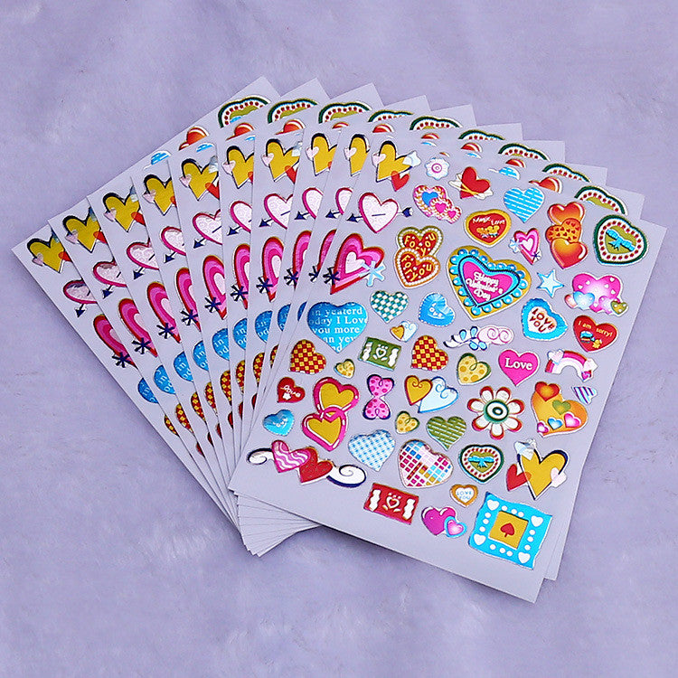 Heart Reward Stickers Gilding Waterproof Laser Plastic