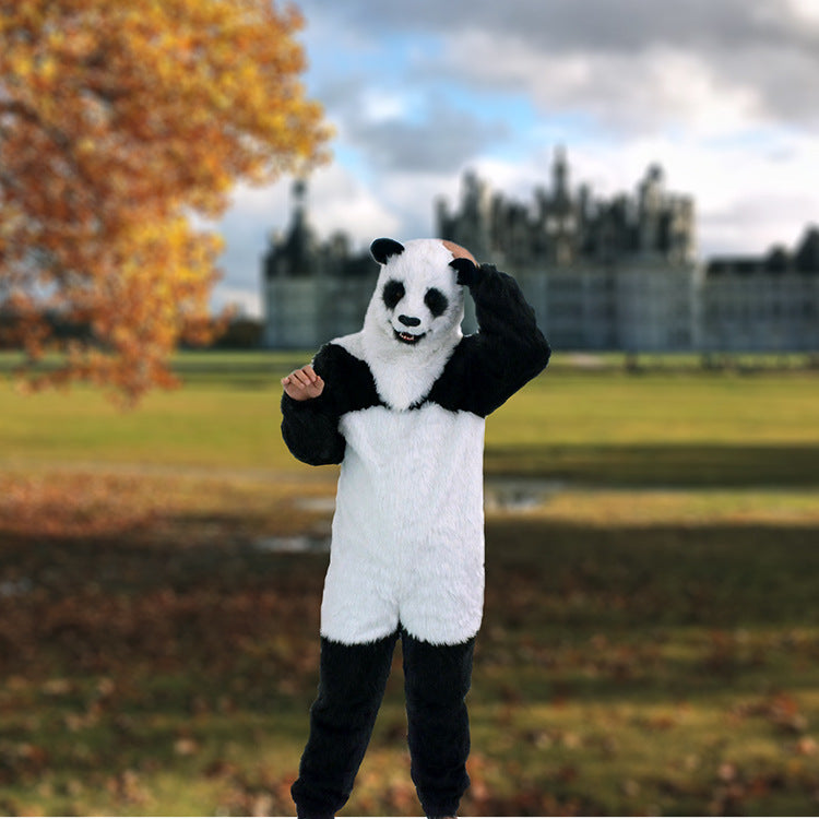 Cute Panda Plush Suit Headgear With A Movable Mouth