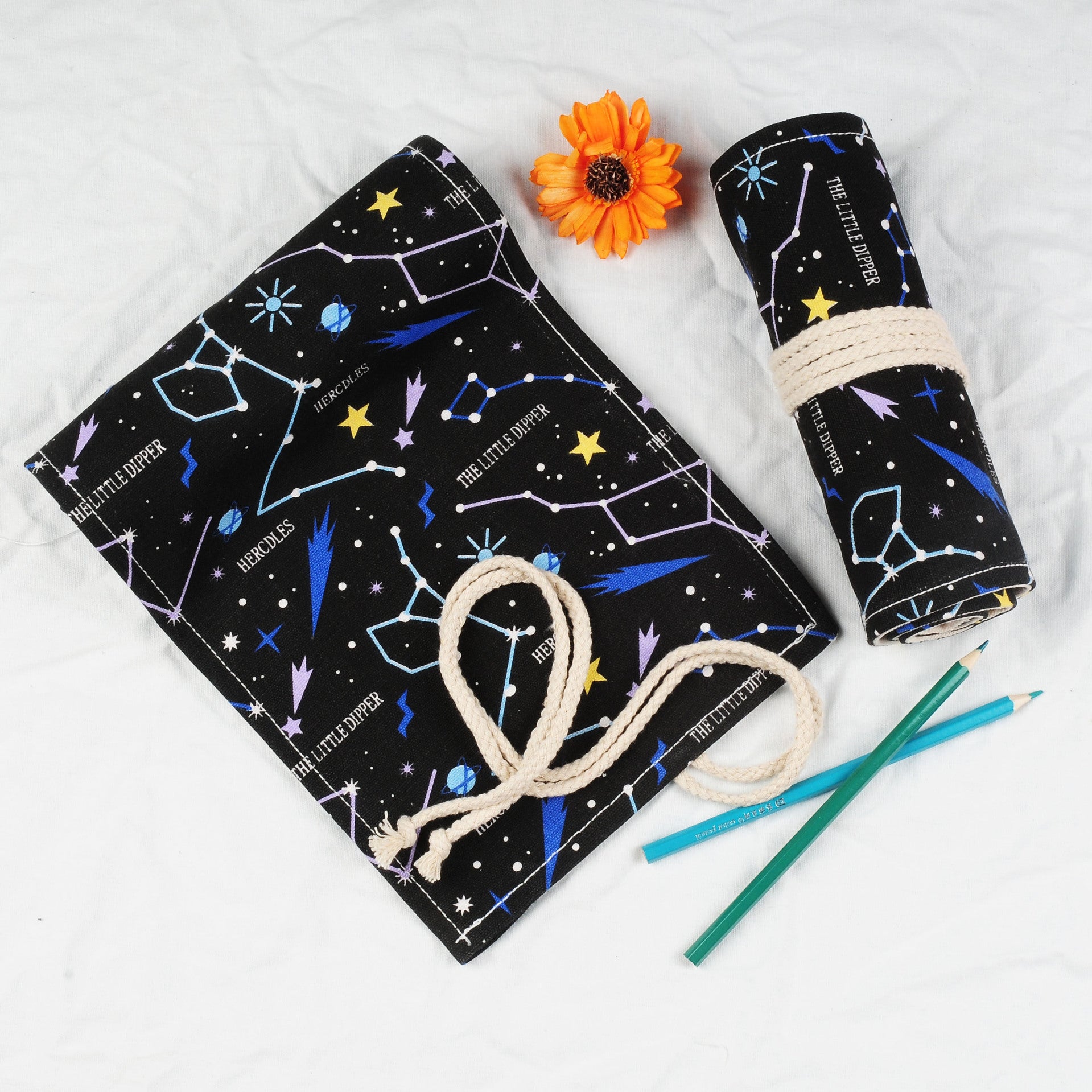 Creative Pencil Case Pencil Case Plain Starry Sky Pen Curtain Roll Pencil Case Color Lead Sketch