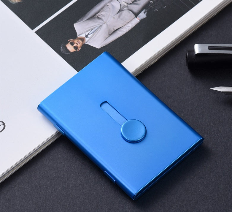Hand push type light business card case