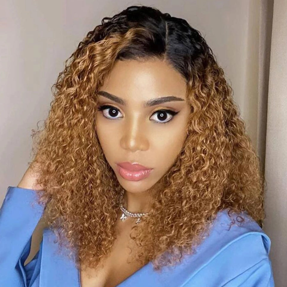 Side Part Bob Wavy Ombre Lace Wig