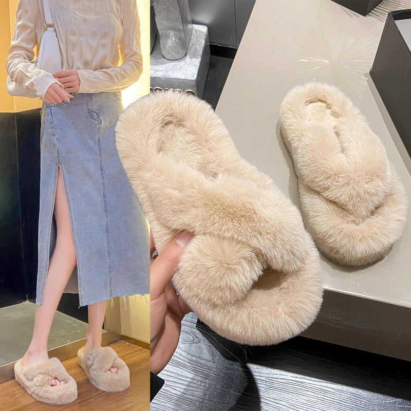 Women's Non-slip Thick-soled Cross Cotton Slippers
