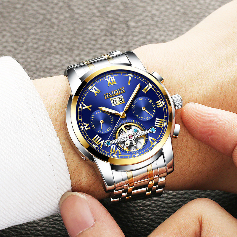 A man watches hedge automatic mechanical watches Tourbillon waterproof hollow men's swimming.