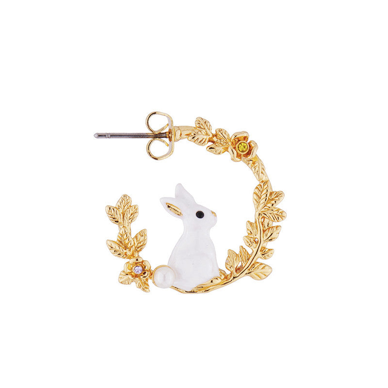 Cute Little White Rabbit Wheat Ear Earrings