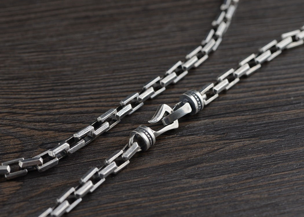 S925 Silver Antique Finish Chain Punk Thick Type Necklace