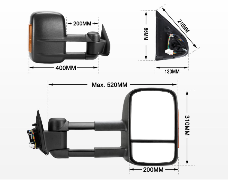 Applicable To D23 NP300 2015-ON Adjustable Large Vision With Light Electric Exterior Rear Vision Mirrors