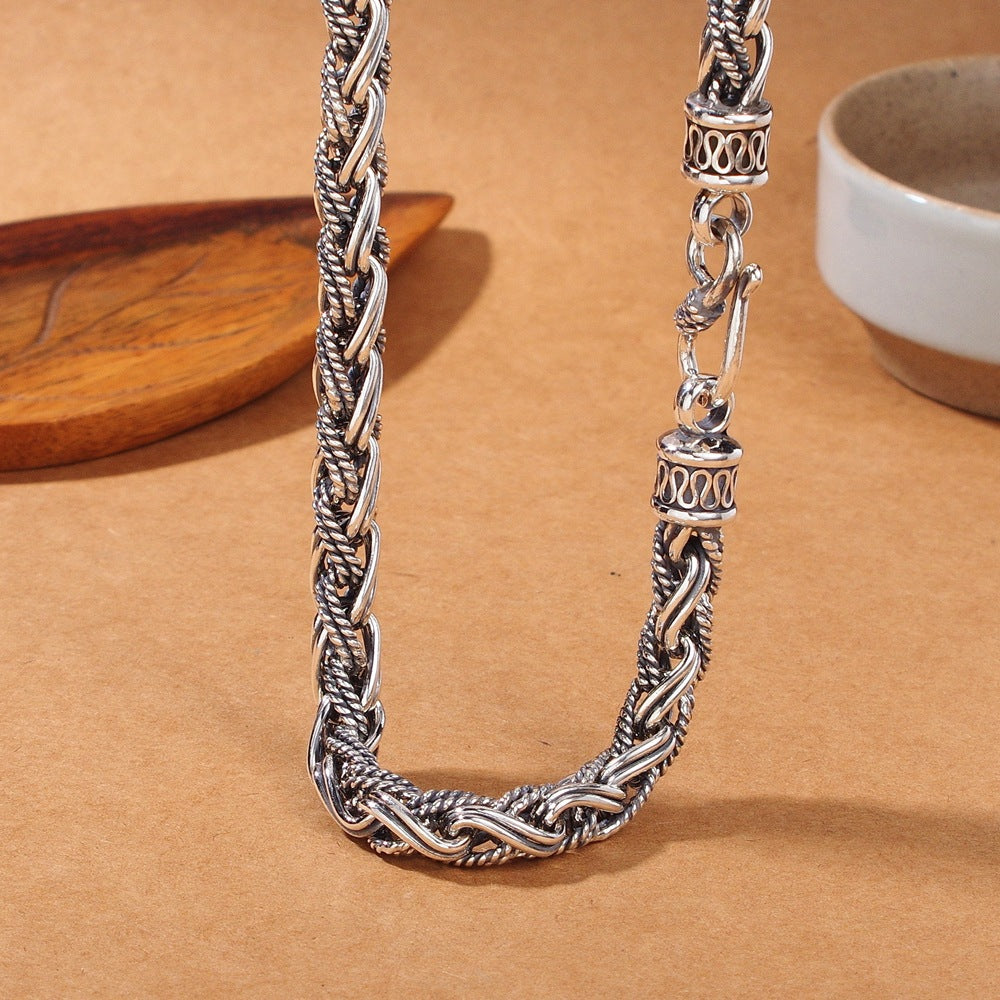 S925 Sterling Silver Handmade Hemp Rope Necklace For Men