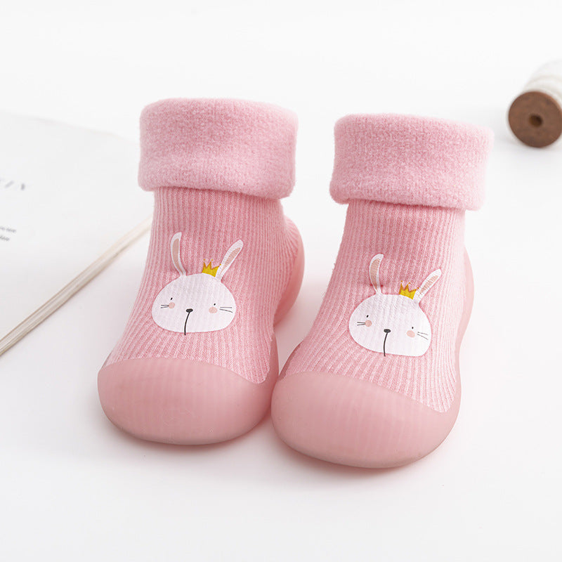 Autumn And Winter Thickening Fleece-lined Baby High-top Slip-on Doll Toddler Shoes