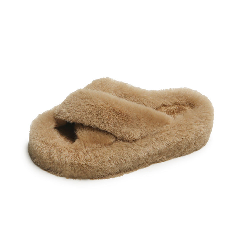 Women's Non-slip Thick-soled Cross Cotton Slippers