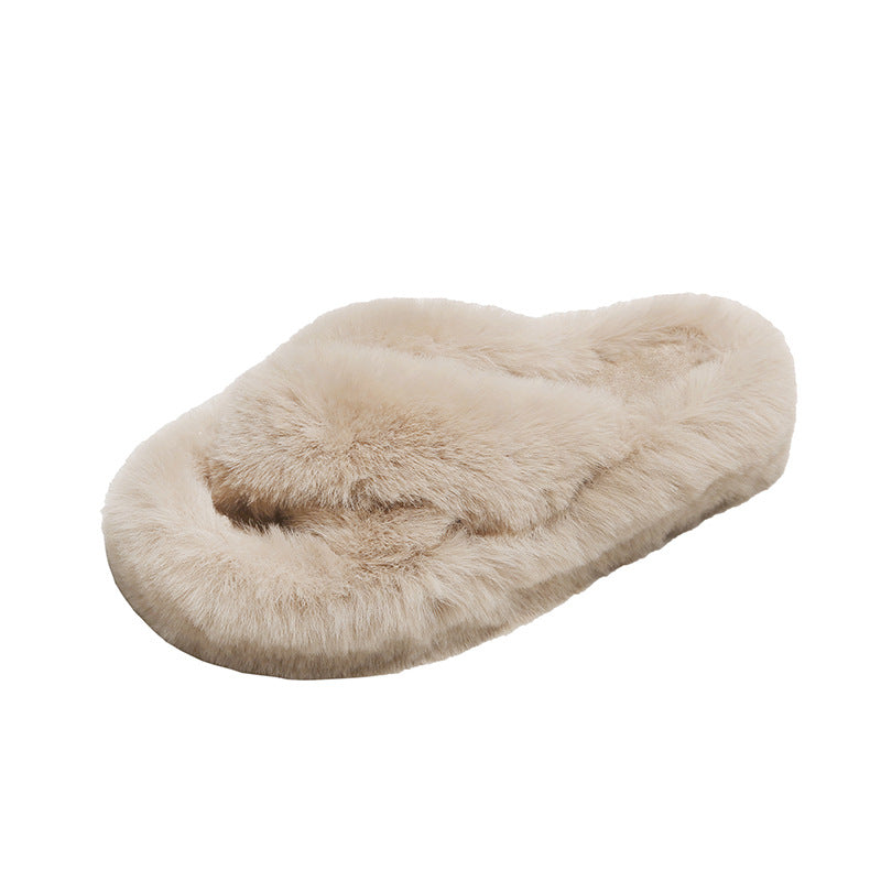 Women's Non-slip Thick-soled Cross Cotton Slippers