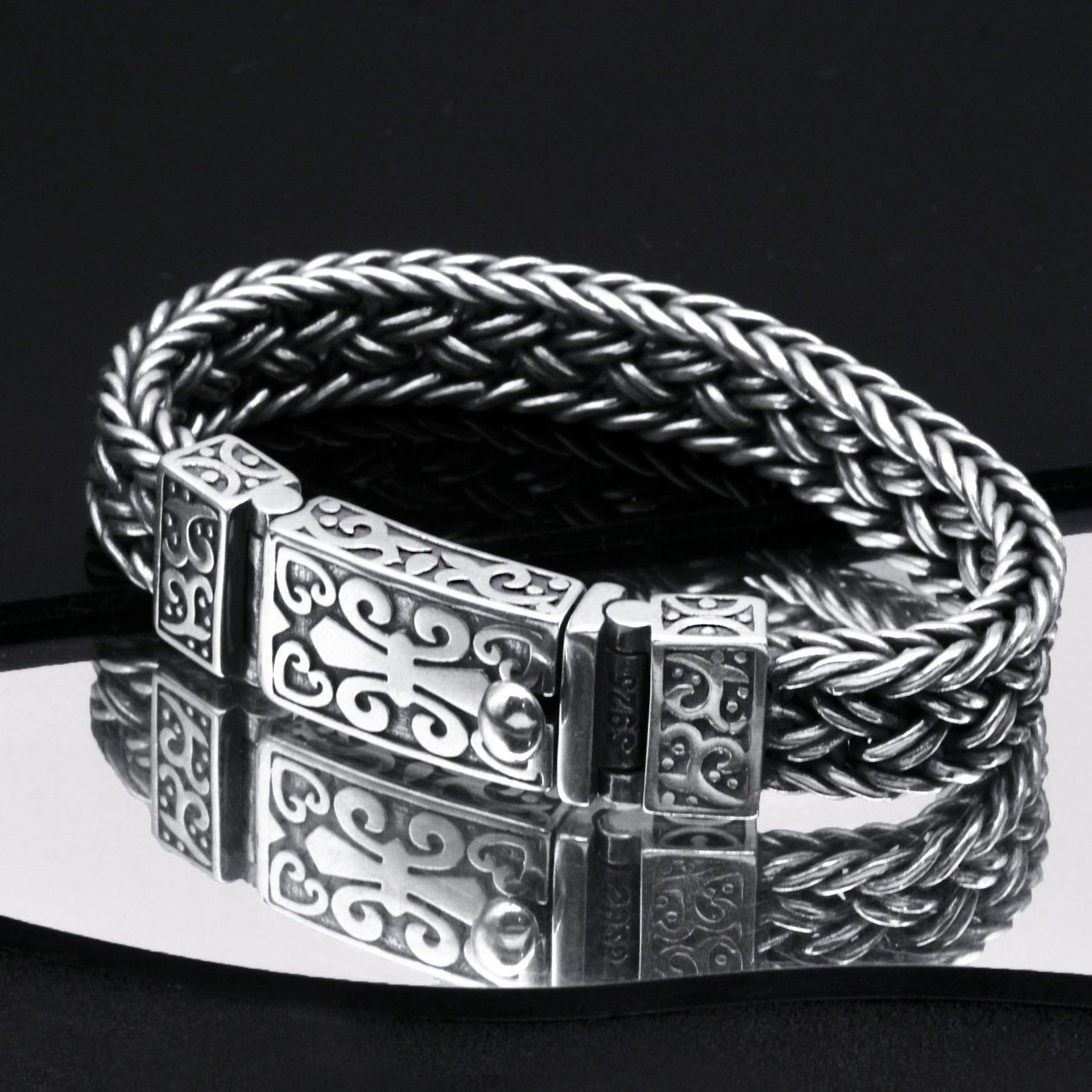 Antique Wide Braided Bracelet Men's Thick Tide Brand Generous Ring Buckle