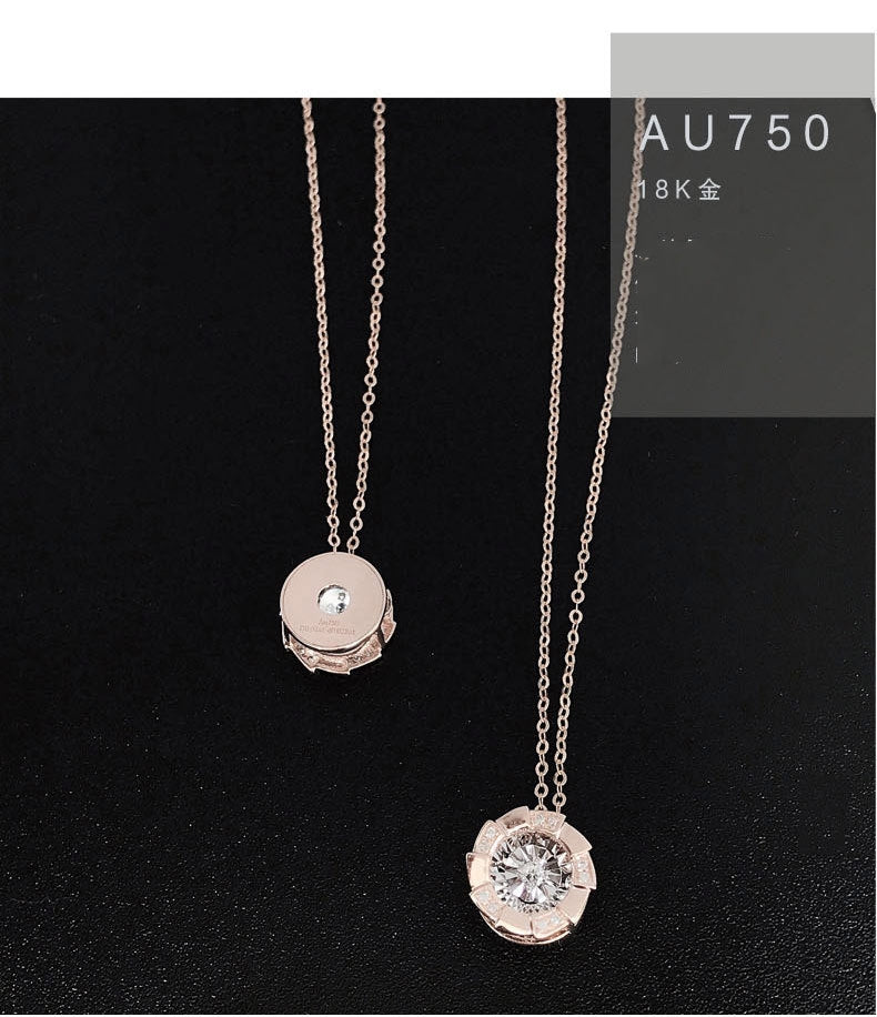 Rose Gold Pulsatile Heart Diamond Pendant Clavicle Chain