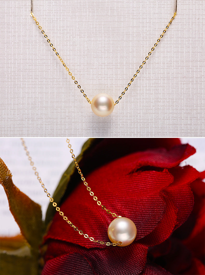 Perfect Round Glare Necklace Seawater Pearl Pendant