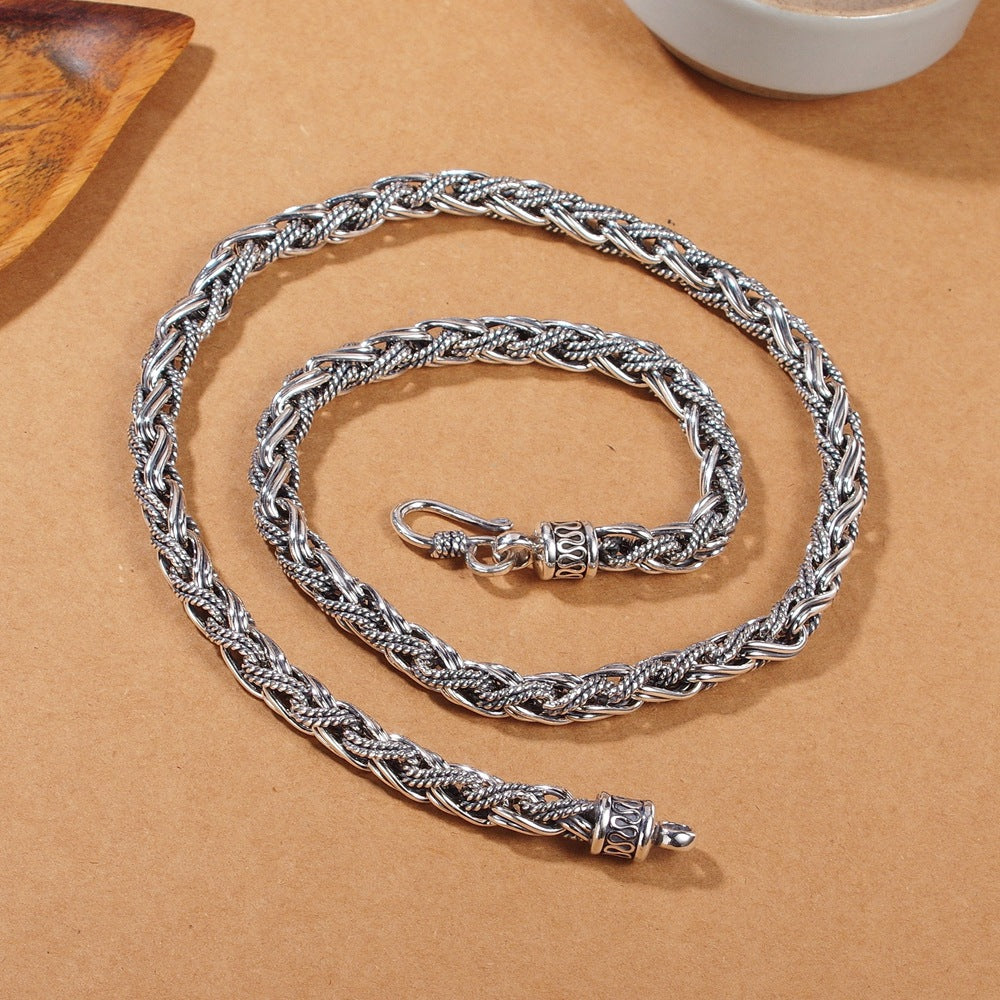 S925 Sterling Silver Handmade Hemp Rope Necklace For Men